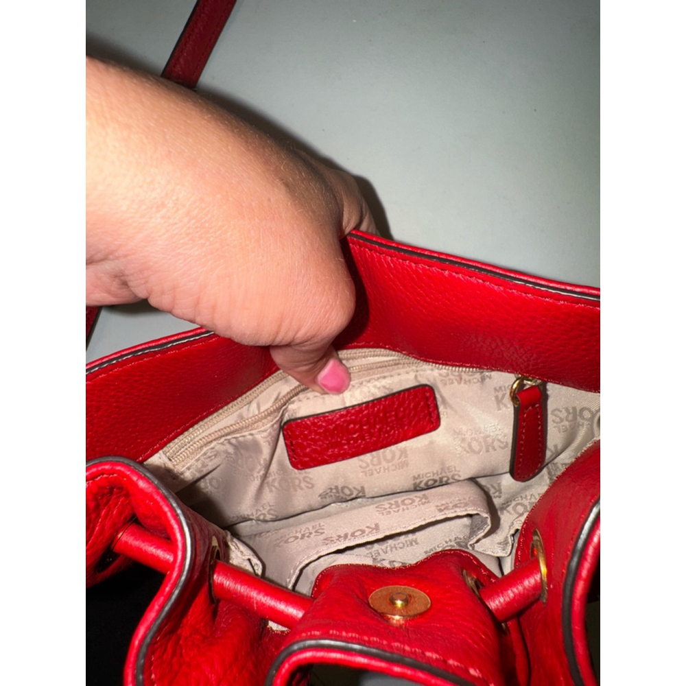 Michael Kors Red Leather Bucket Bag Small - Picture 8 of 13